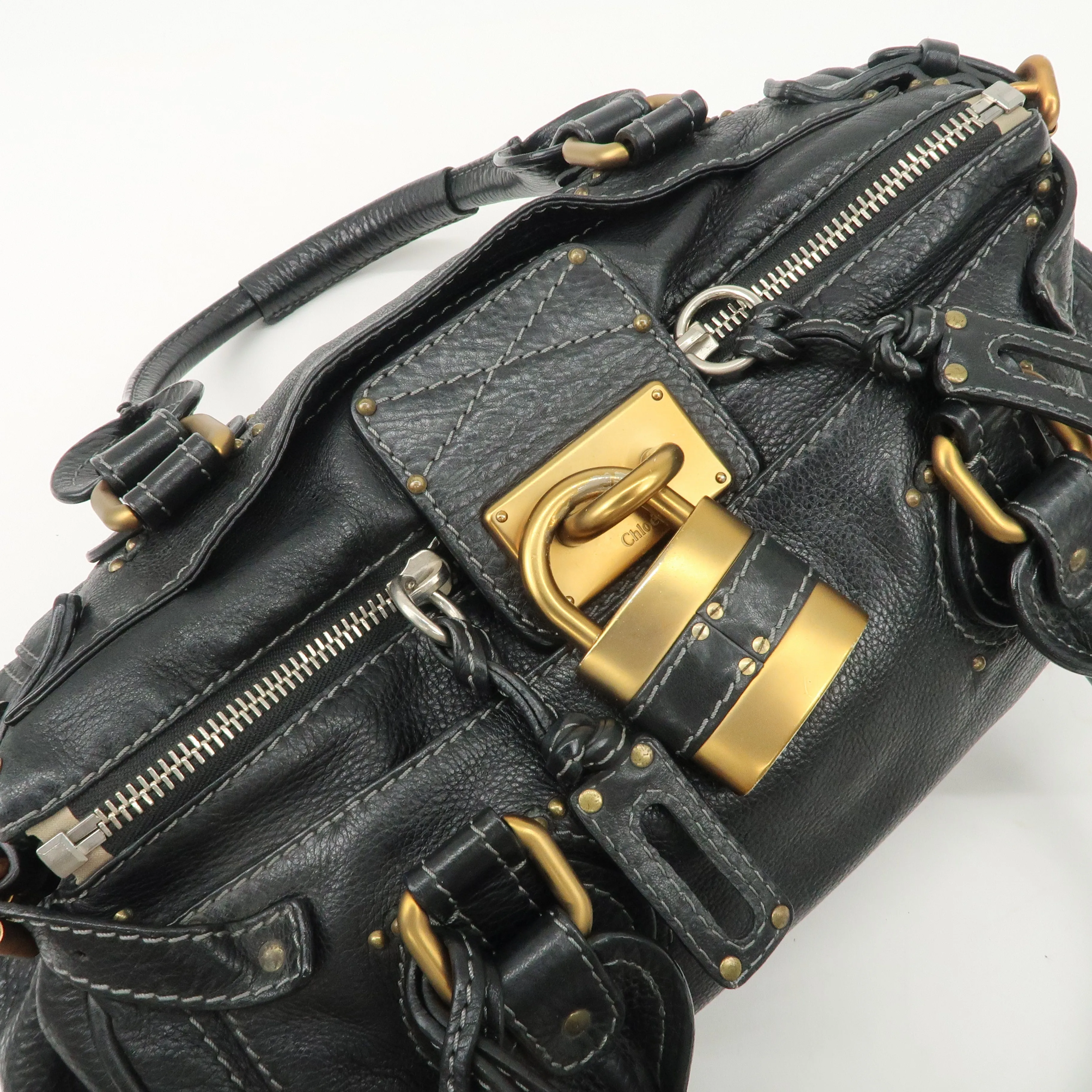 Chloe Paddington Leather Shoulder Bag Hand Bag Black Used