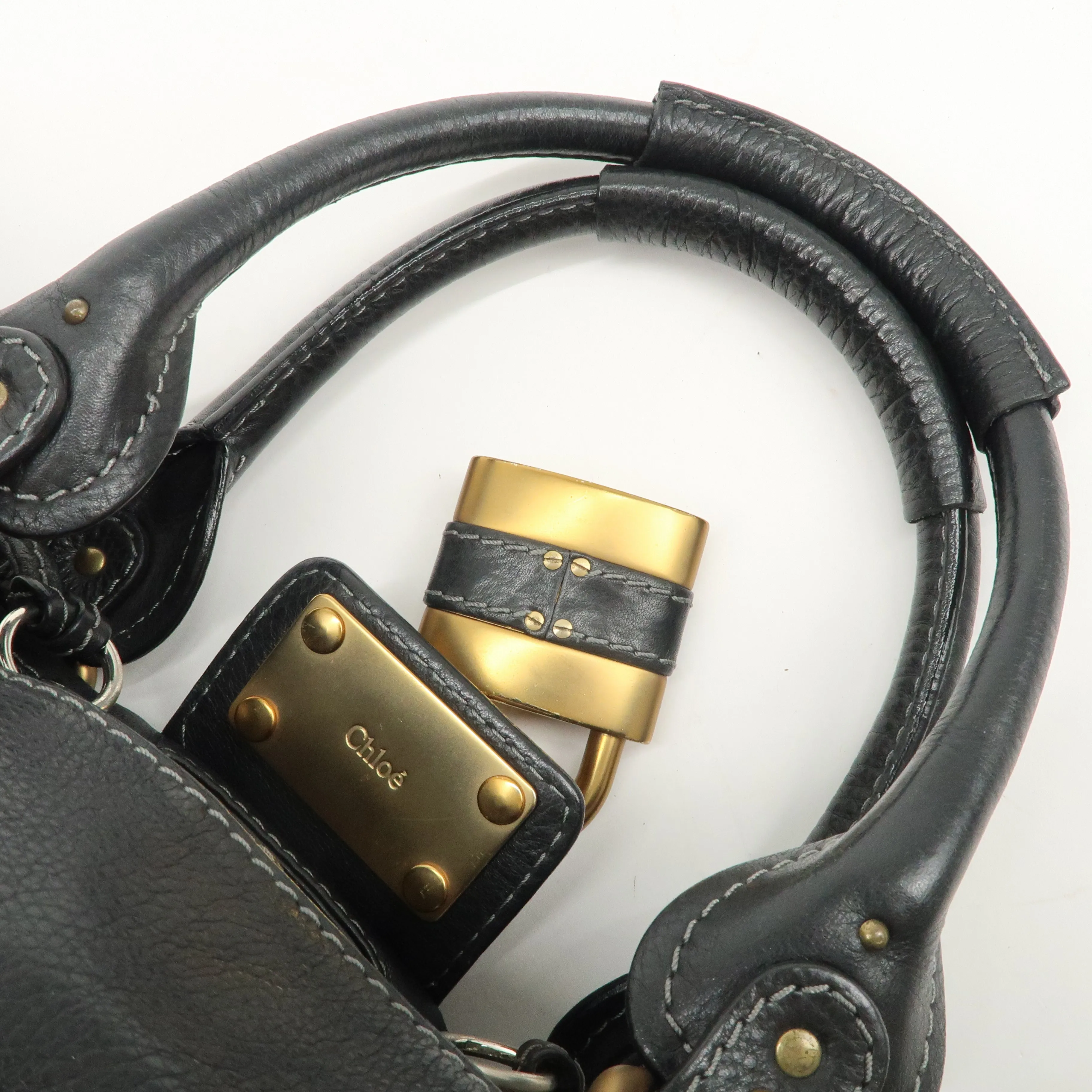 Chloe Paddington Leather Shoulder Bag Hand Bag Black Used