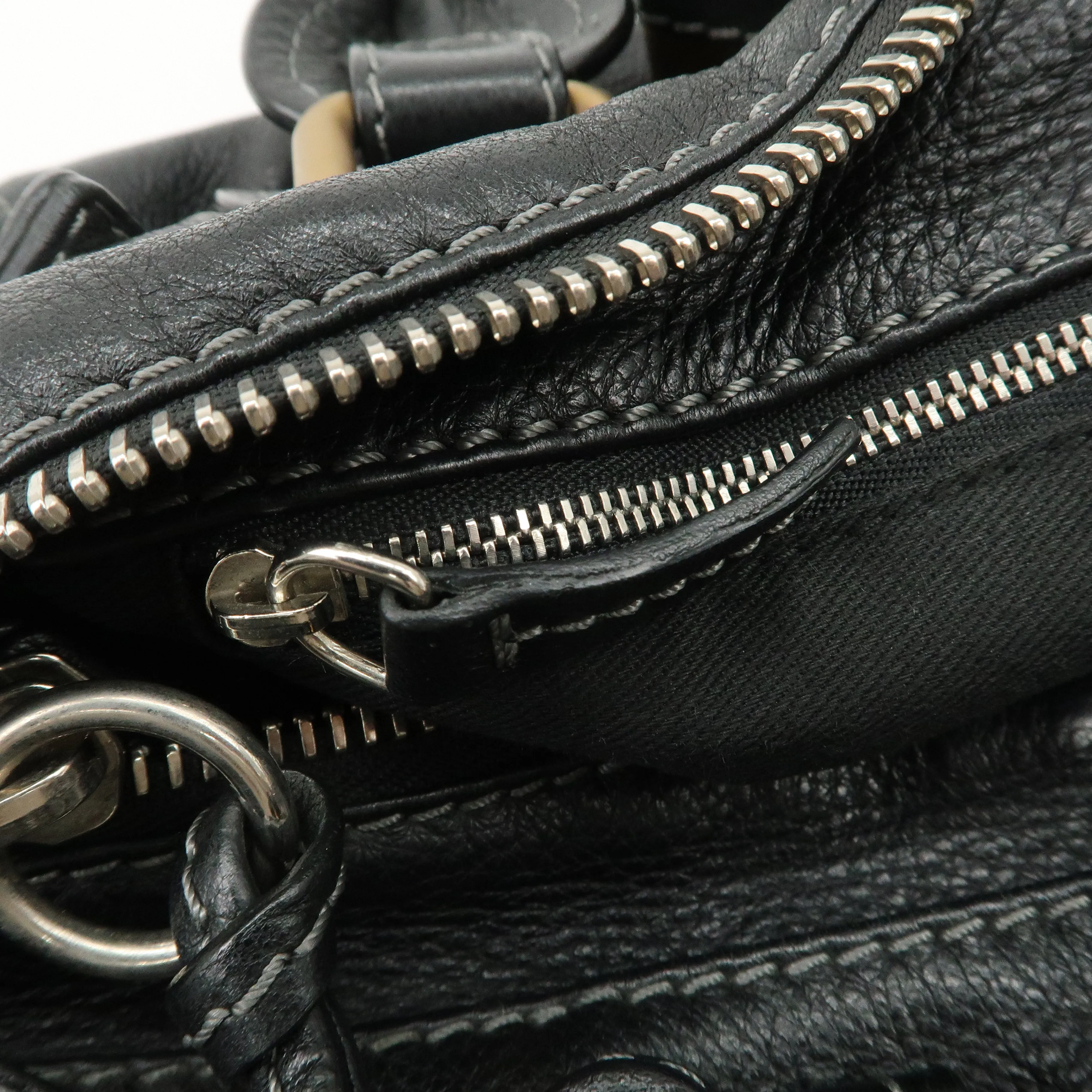Chloe Paddington Leather Shoulder Bag Hand Bag Black Used