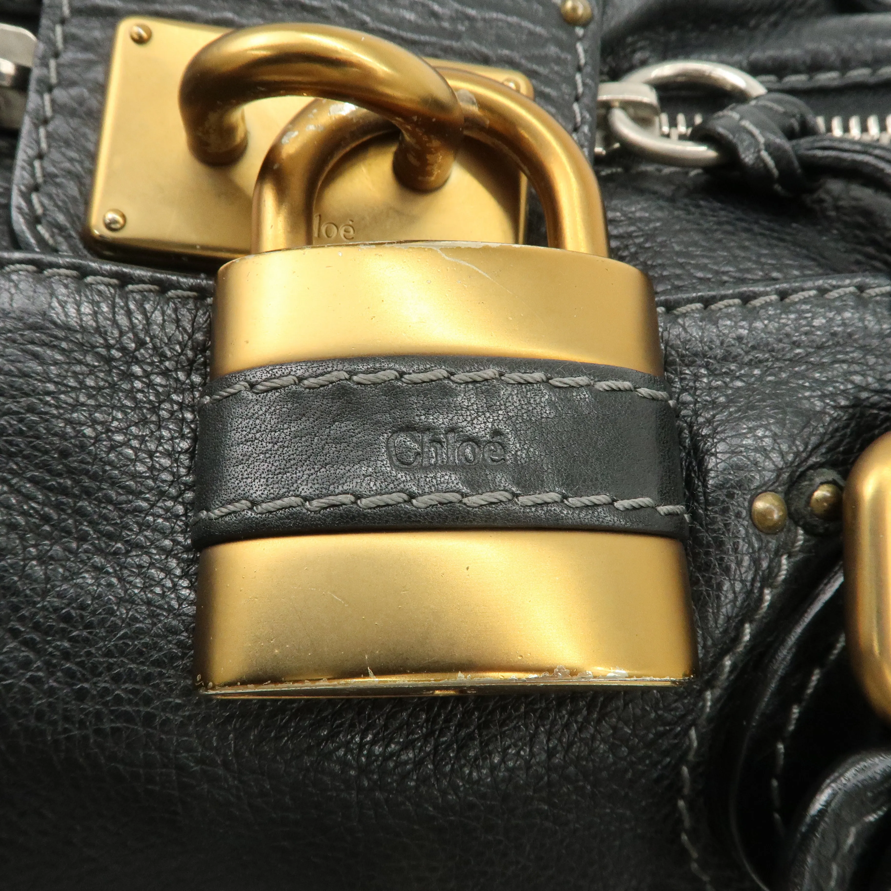 Chloe Paddington Leather Shoulder Bag Hand Bag Black Used