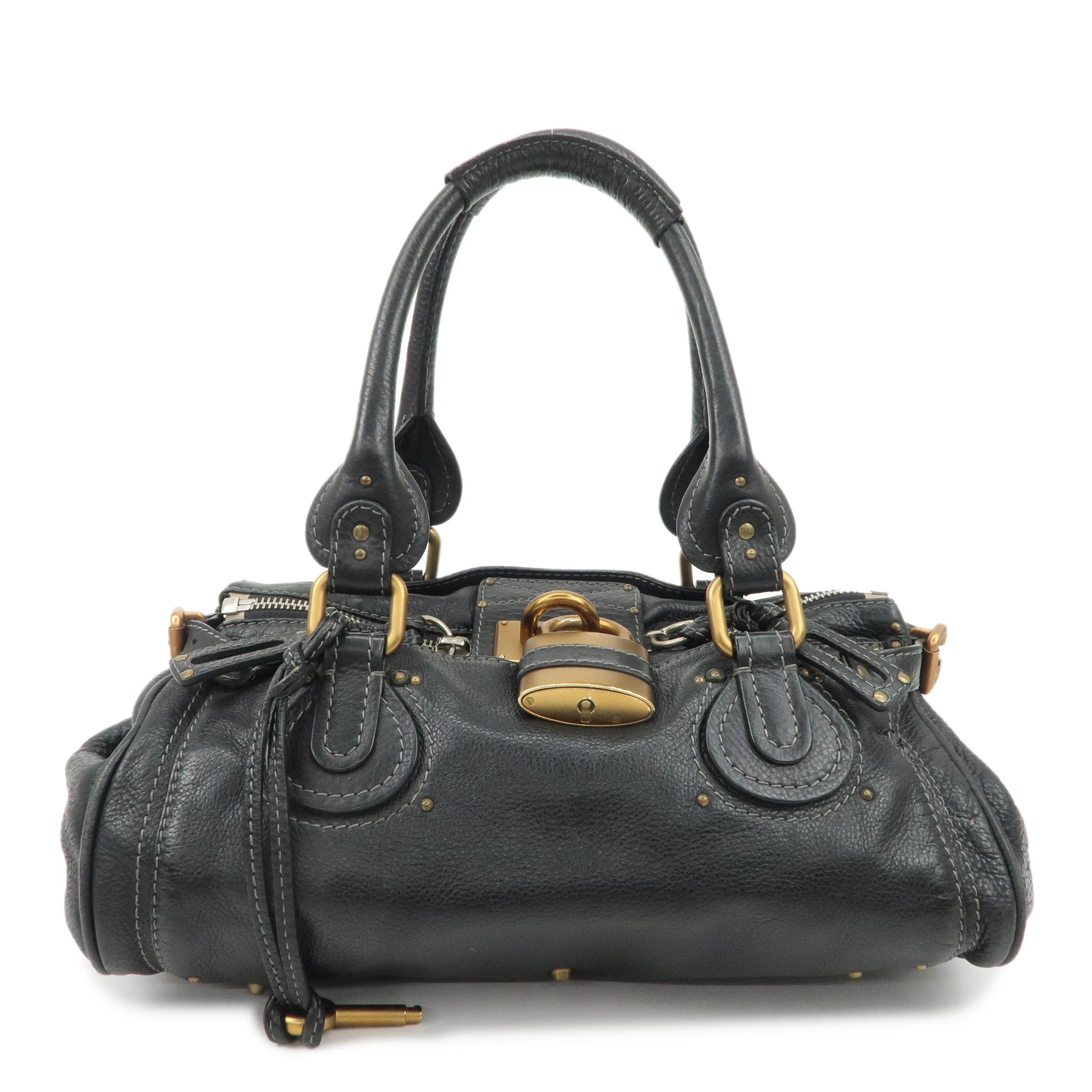 Chloe Paddington Leather Shoulder Bag Hand Bag Black Used