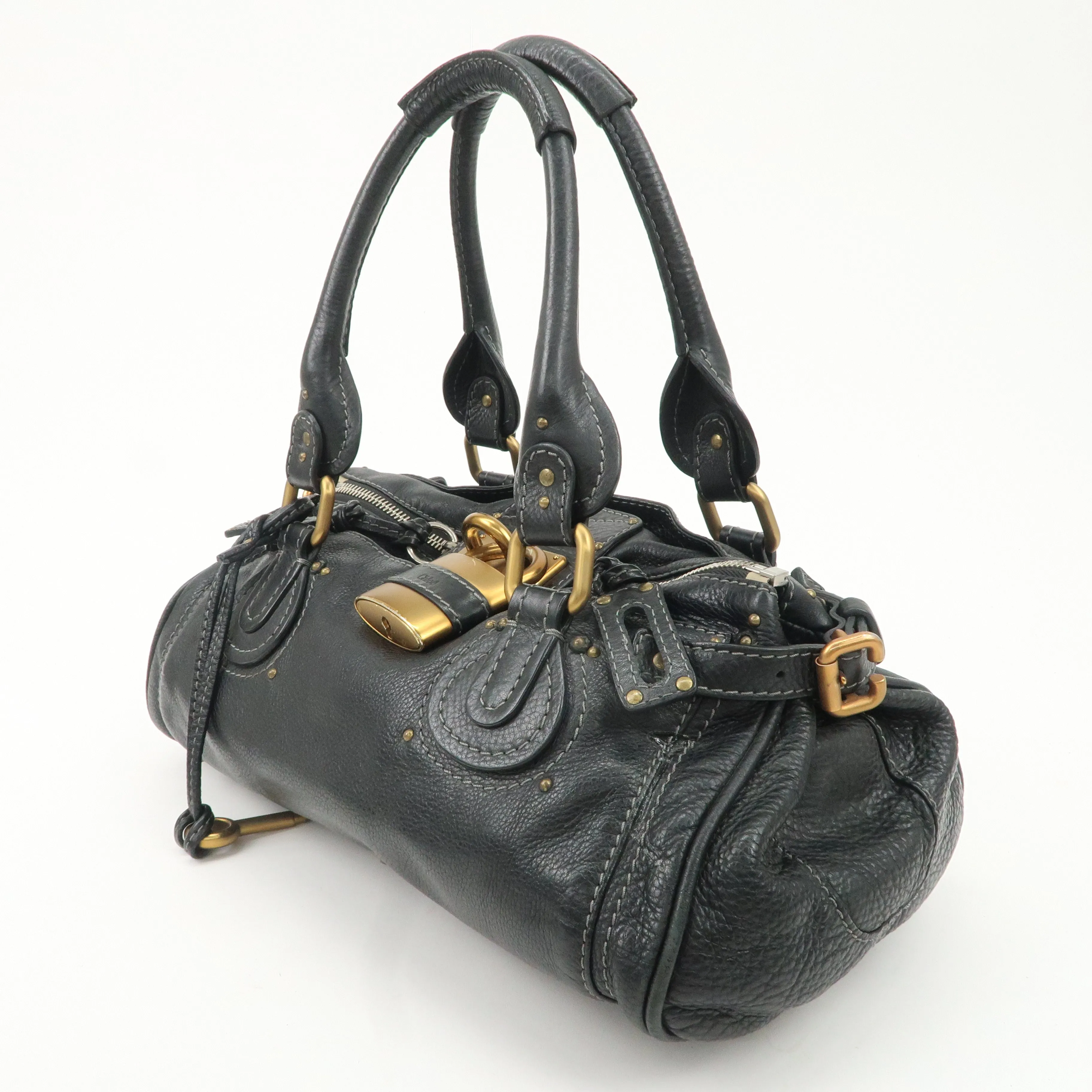 Chloe Paddington Leather Shoulder Bag Hand Bag Black Used