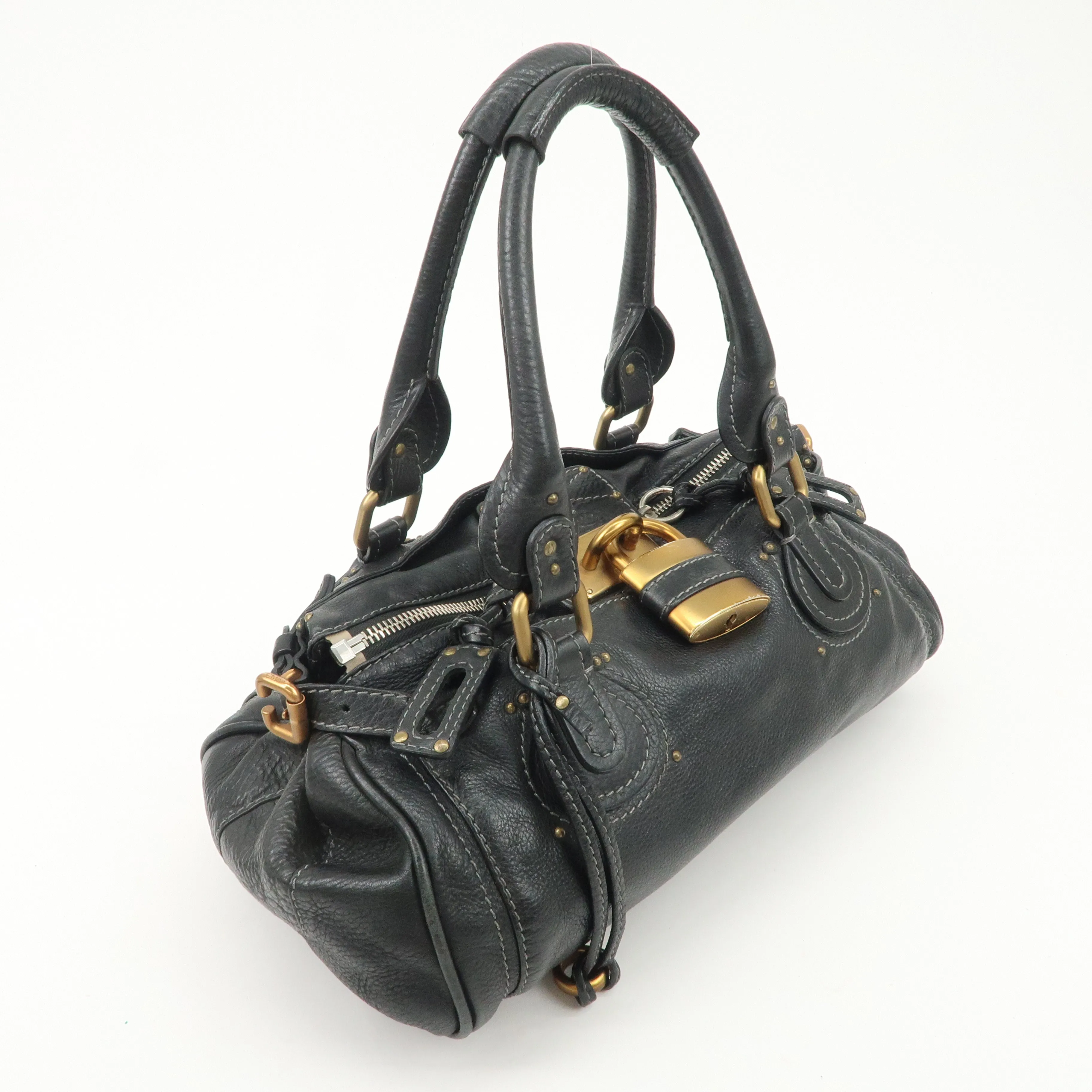 Chloe Paddington Leather Shoulder Bag Hand Bag Black Used