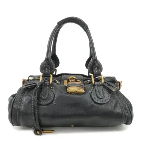 Chloe Paddington Leather Shoulder Bag Hand Bag Black Used