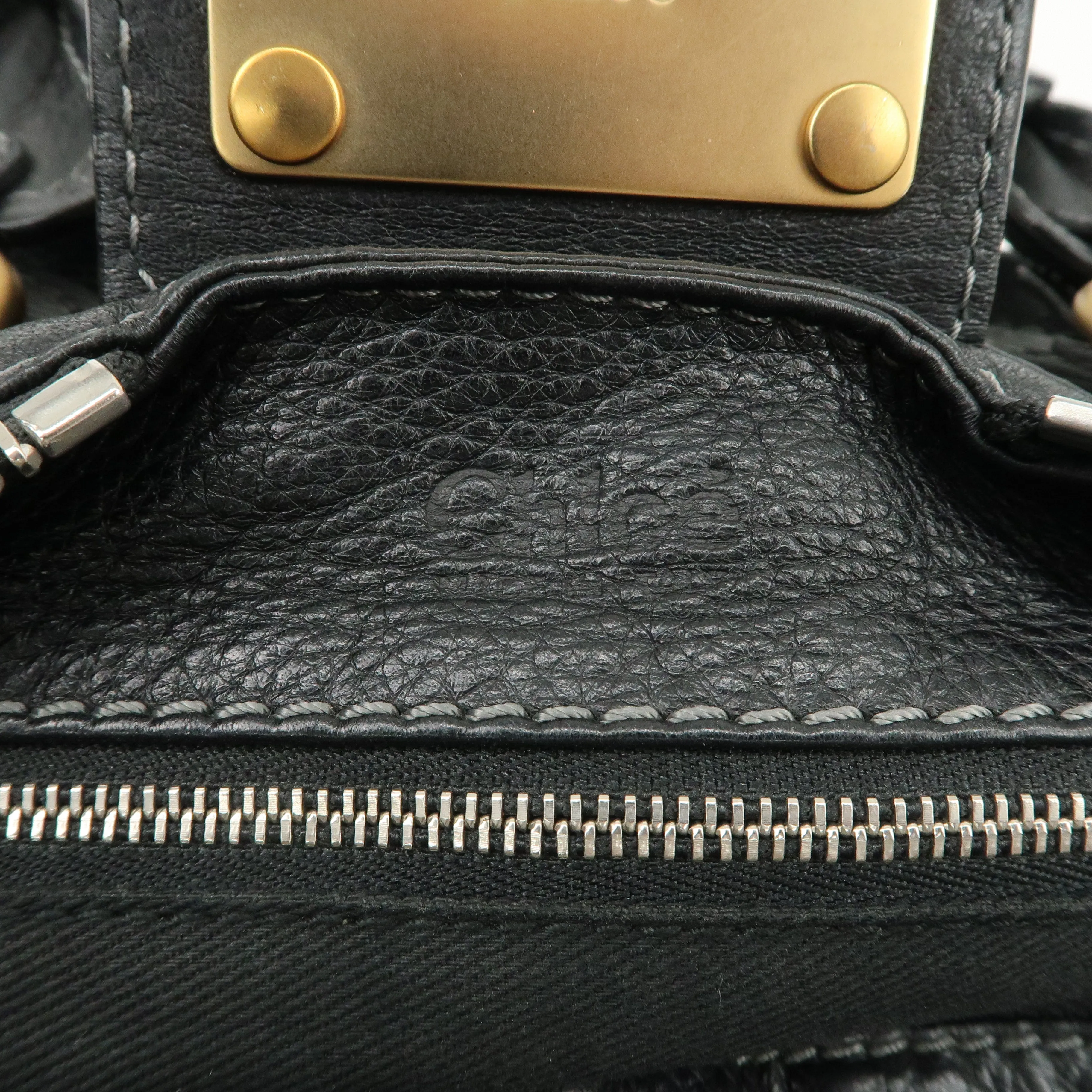 Chloe Paddington Leather Shoulder Bag Hand Bag Black Used