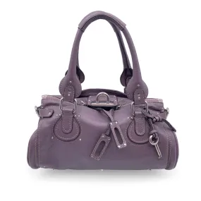 Chloe Purple Leather Paddington Tote Medium Satchel Handbag Bag