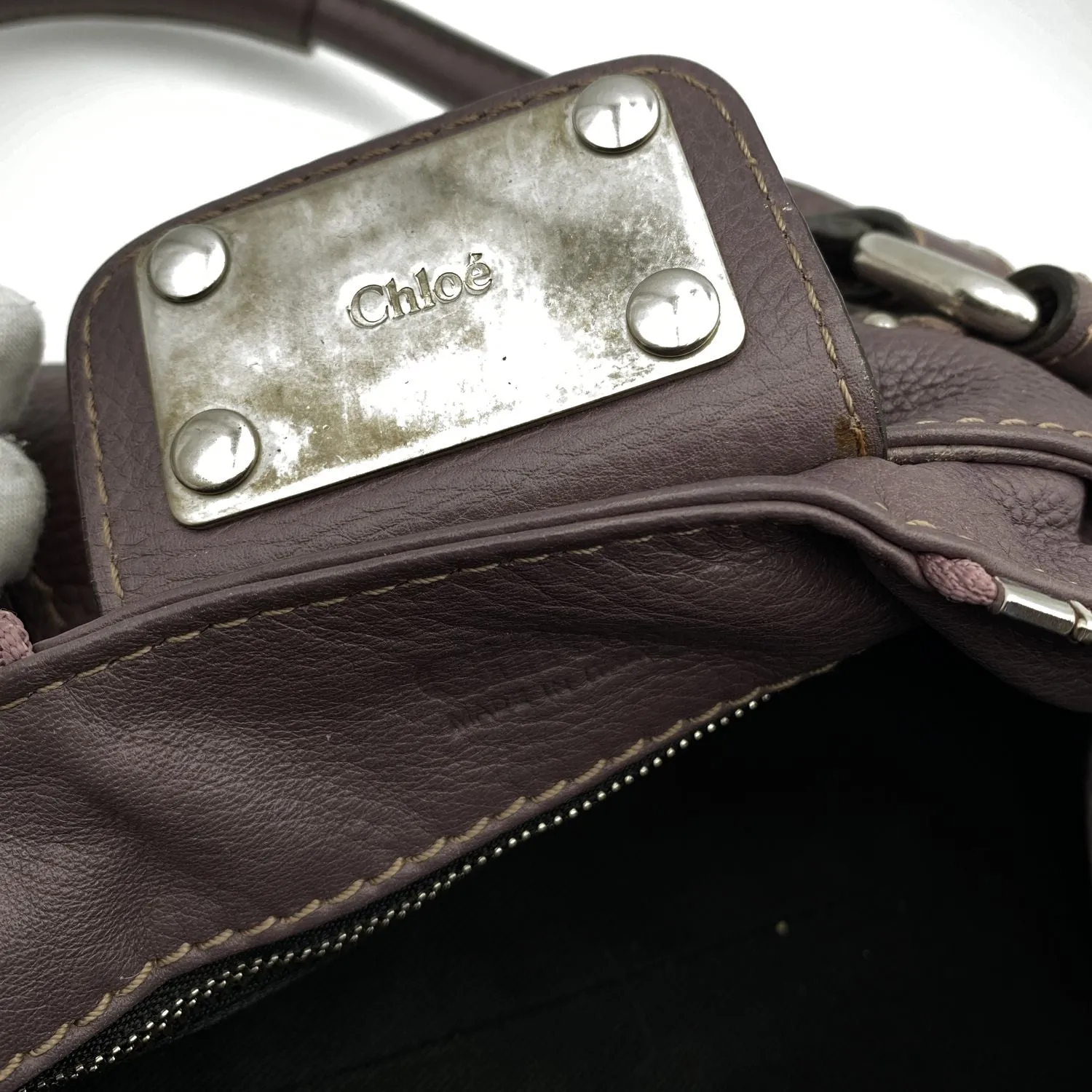 Chloe Purple Leather Paddington Tote Medium Satchel Handbag Bag