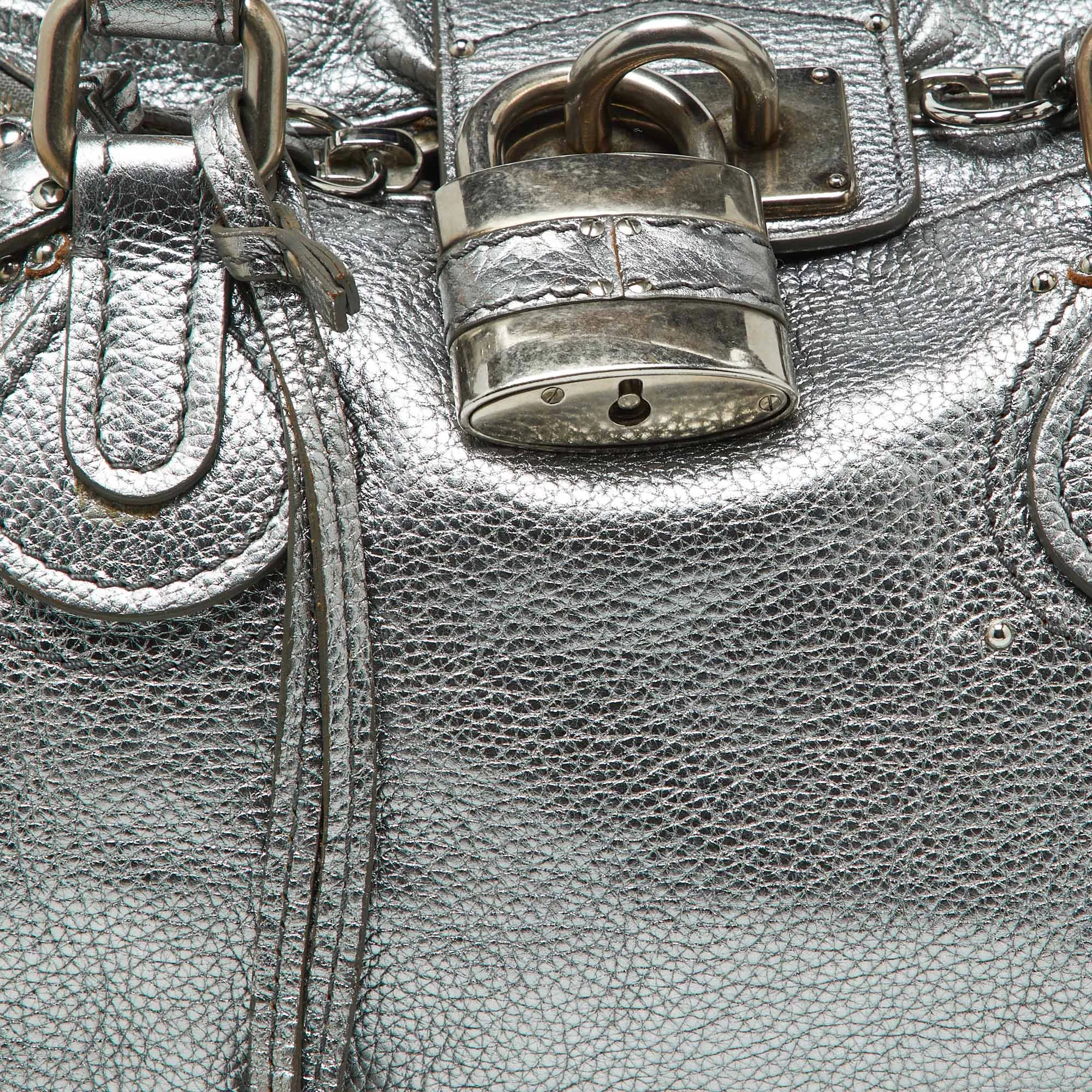 Chloe Silver Leather Paddington Satchel