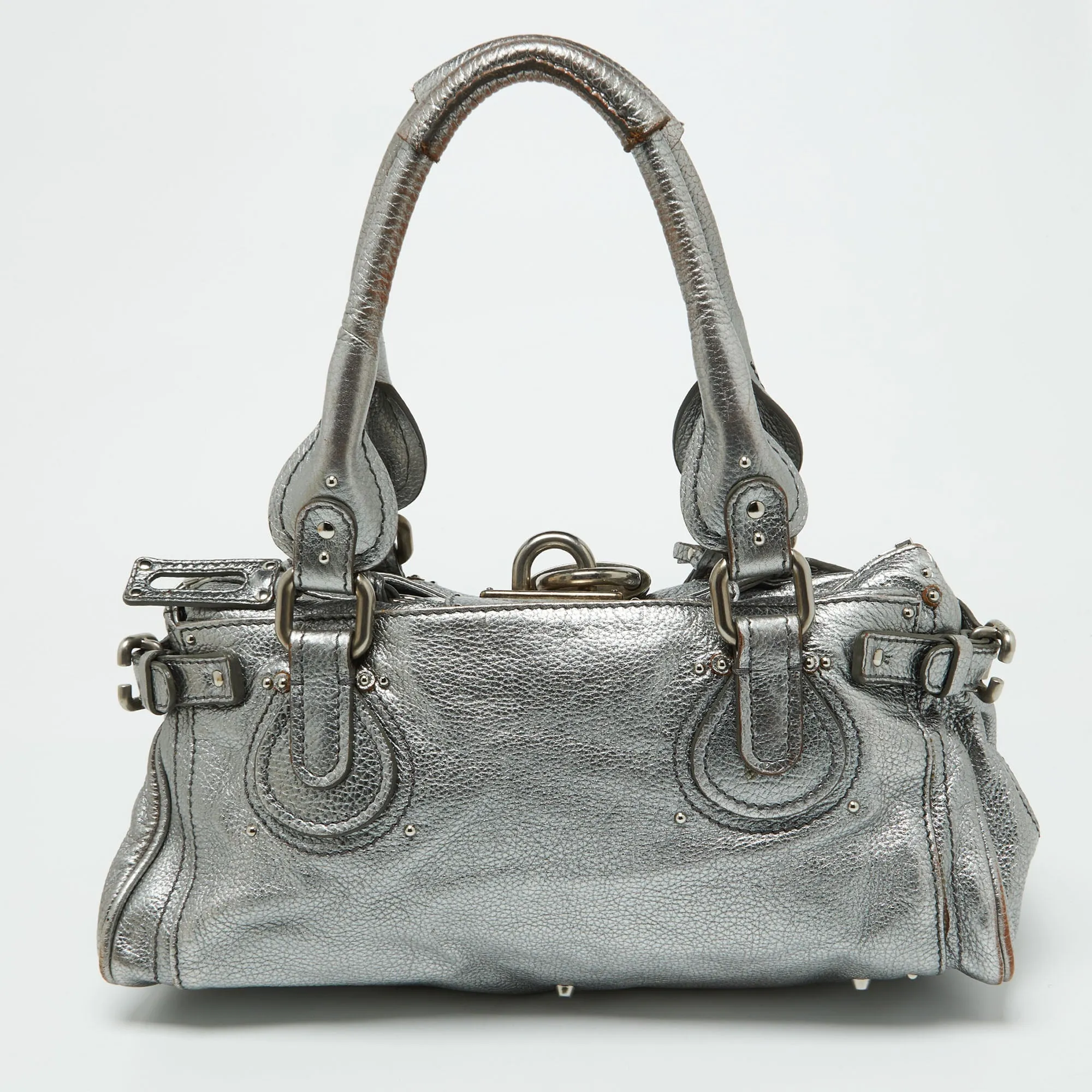 Chloe Silver Leather Paddington Satchel