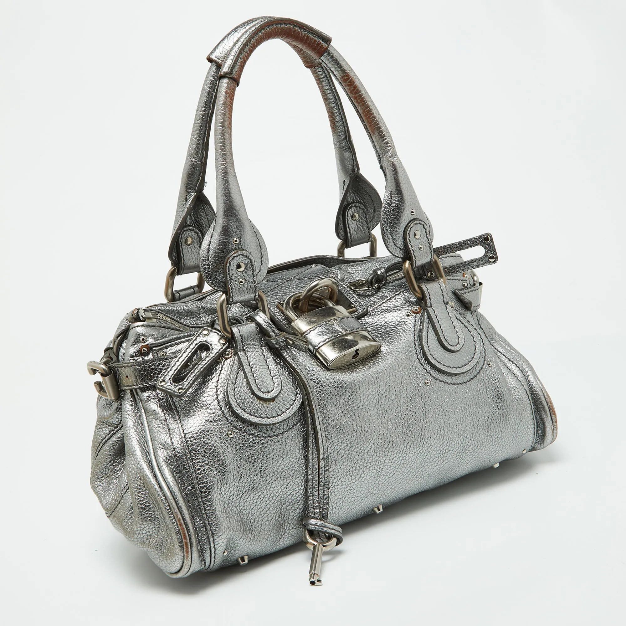 Chloe Silver Leather Paddington Satchel