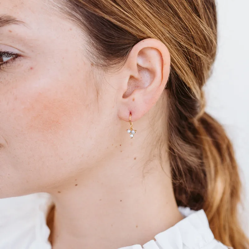 Cluster Earring, Pearl, Silver
