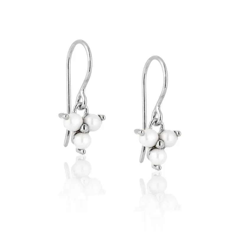 Cluster Earring, Pearl, Silver