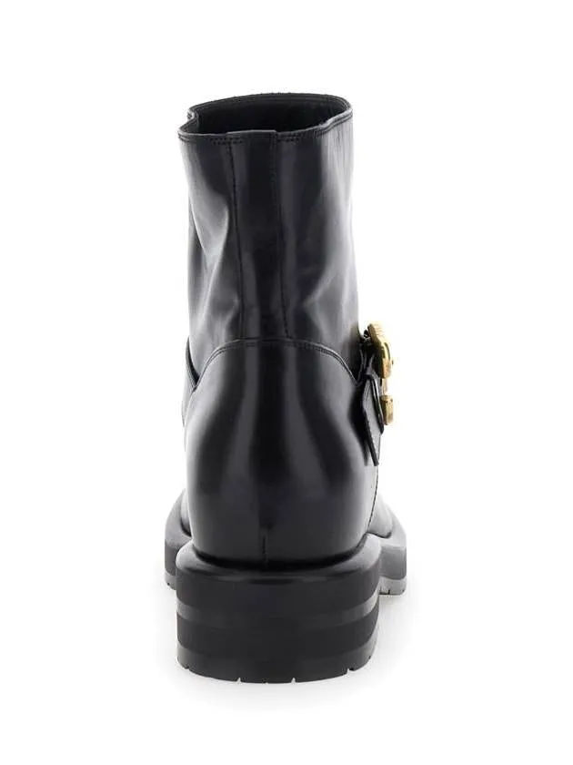 'Coddington' Black Ankle Boots With Paddington Buckle In Leather Woman