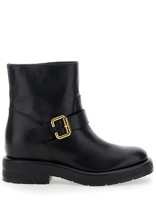 'Coddington' Black Ankle Boots With Paddington Buckle In Leather Woman