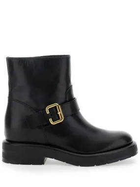 'Coddington' Black Ankle Boots With Paddington Buckle In Leather Woman