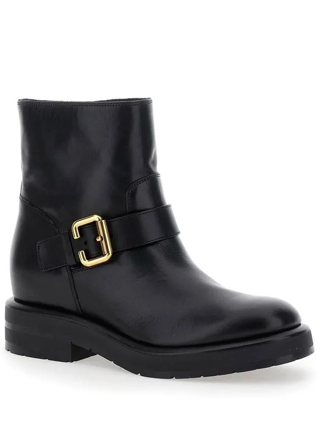 'Coddington' Black Ankle Boots With Paddington Buckle In Leather Woman