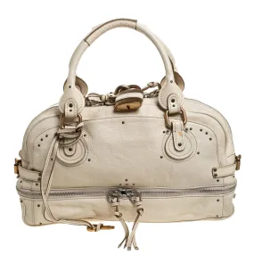 Cream Leather Paddington Zipped Satchel