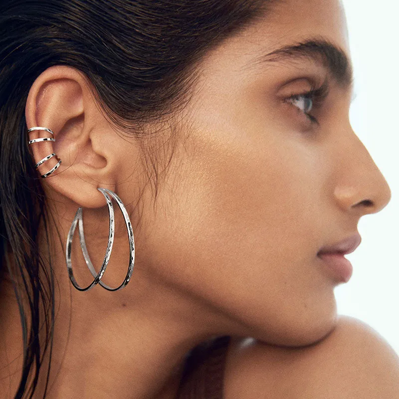 Dual Hoop, Large, Silver