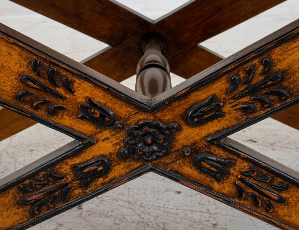 French Empire Style Parcel Ebonized Bench