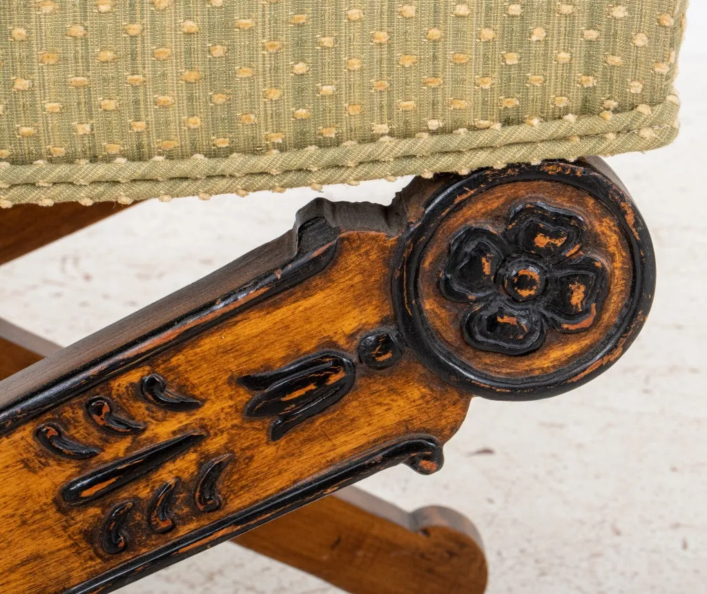 French Empire Style Parcel Ebonized Bench