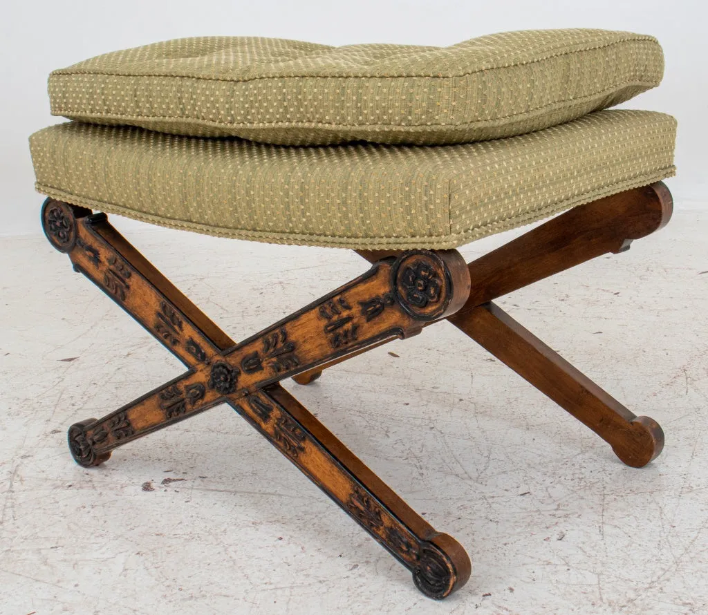 French Empire Style Parcel Ebonized Bench