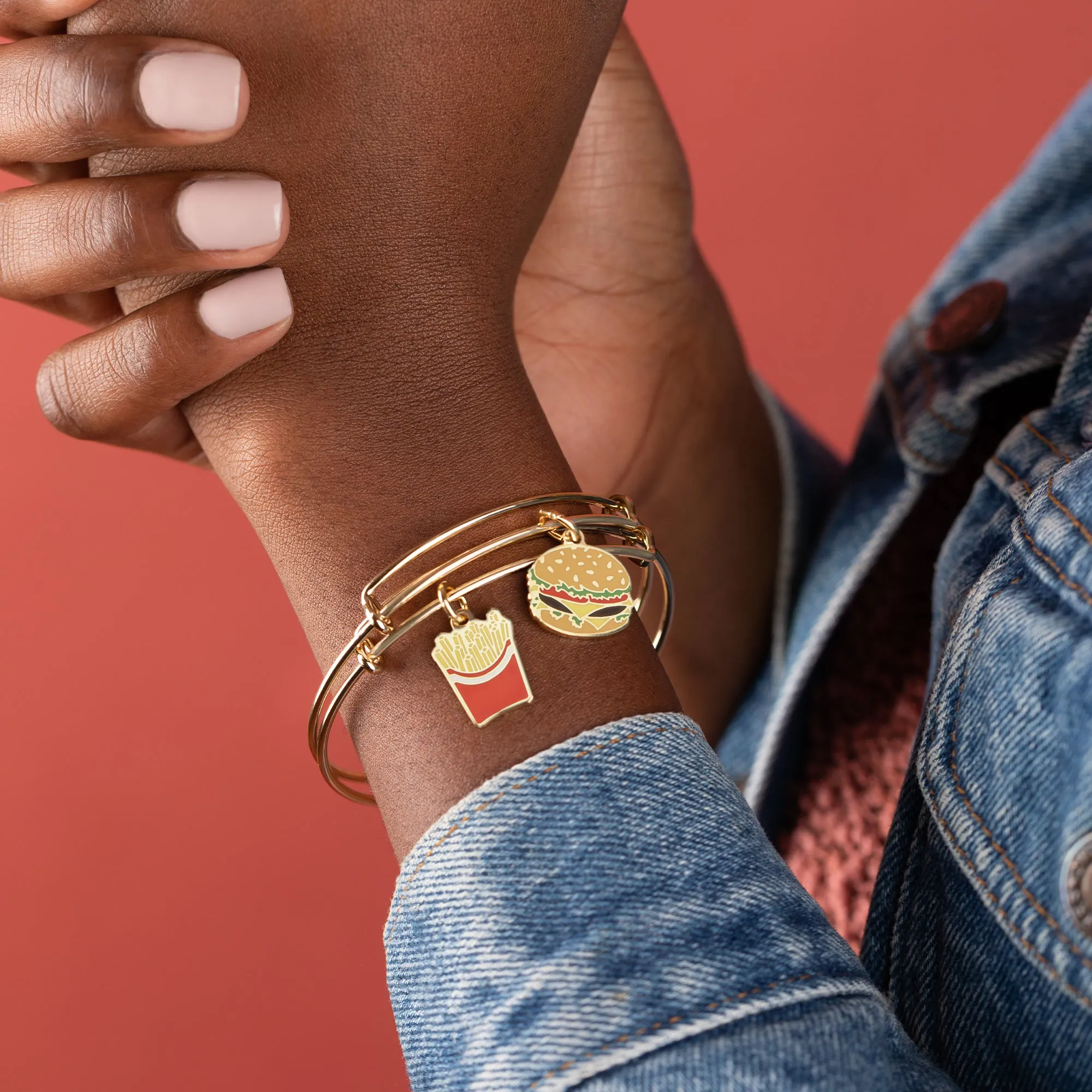 Hamburger   Fry Charm Bangles, Set of 2