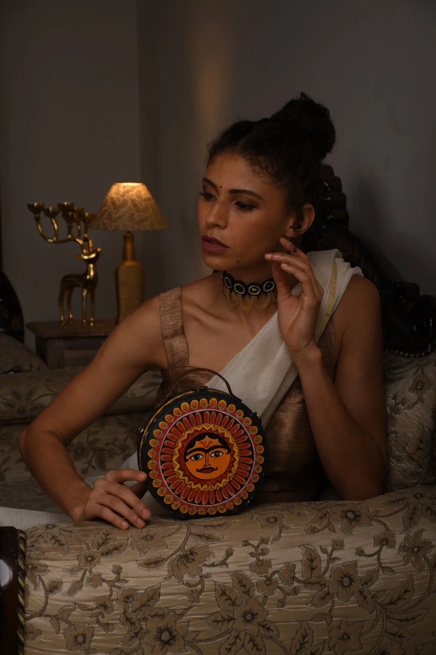 Madhubani Both Side Hand-painted crossbody Sling Bag