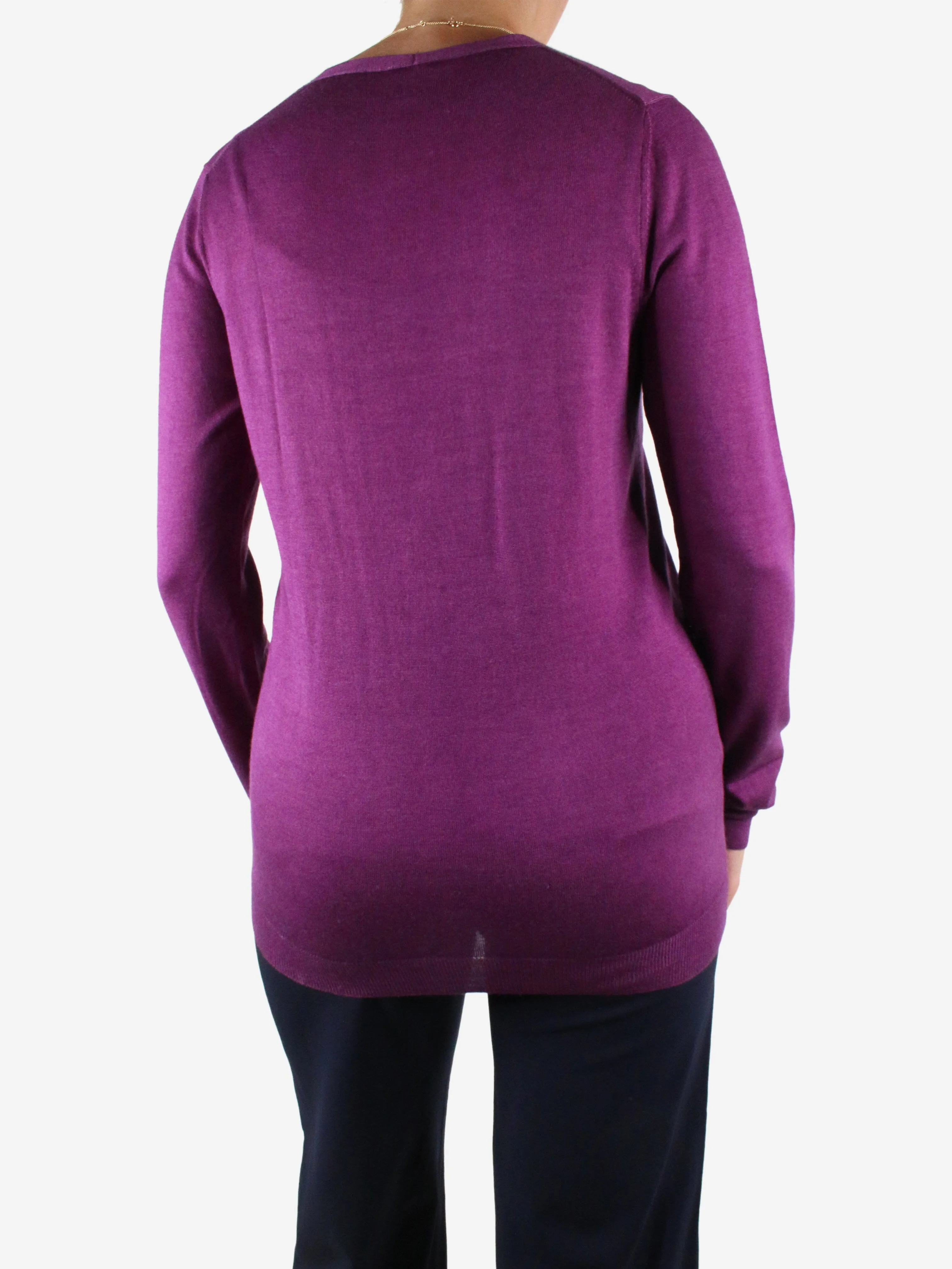 Purple knitted button-up cardigan - size IT 42