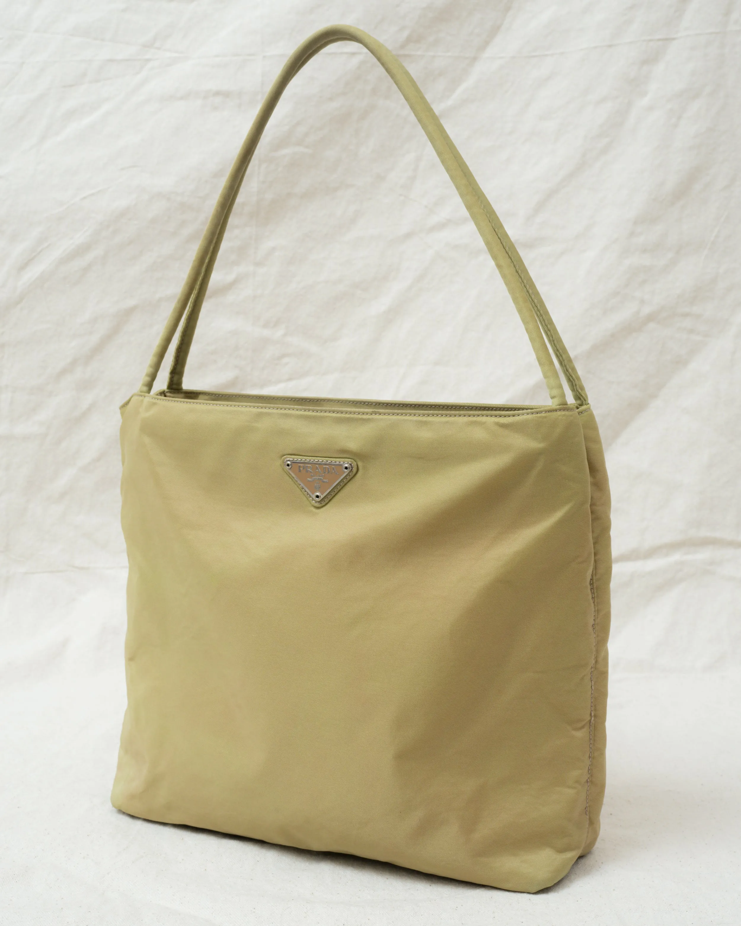 Prada Vintage Pistachio Tessuto Crossbody Bag - Chic Designer Green Shoulder Purse