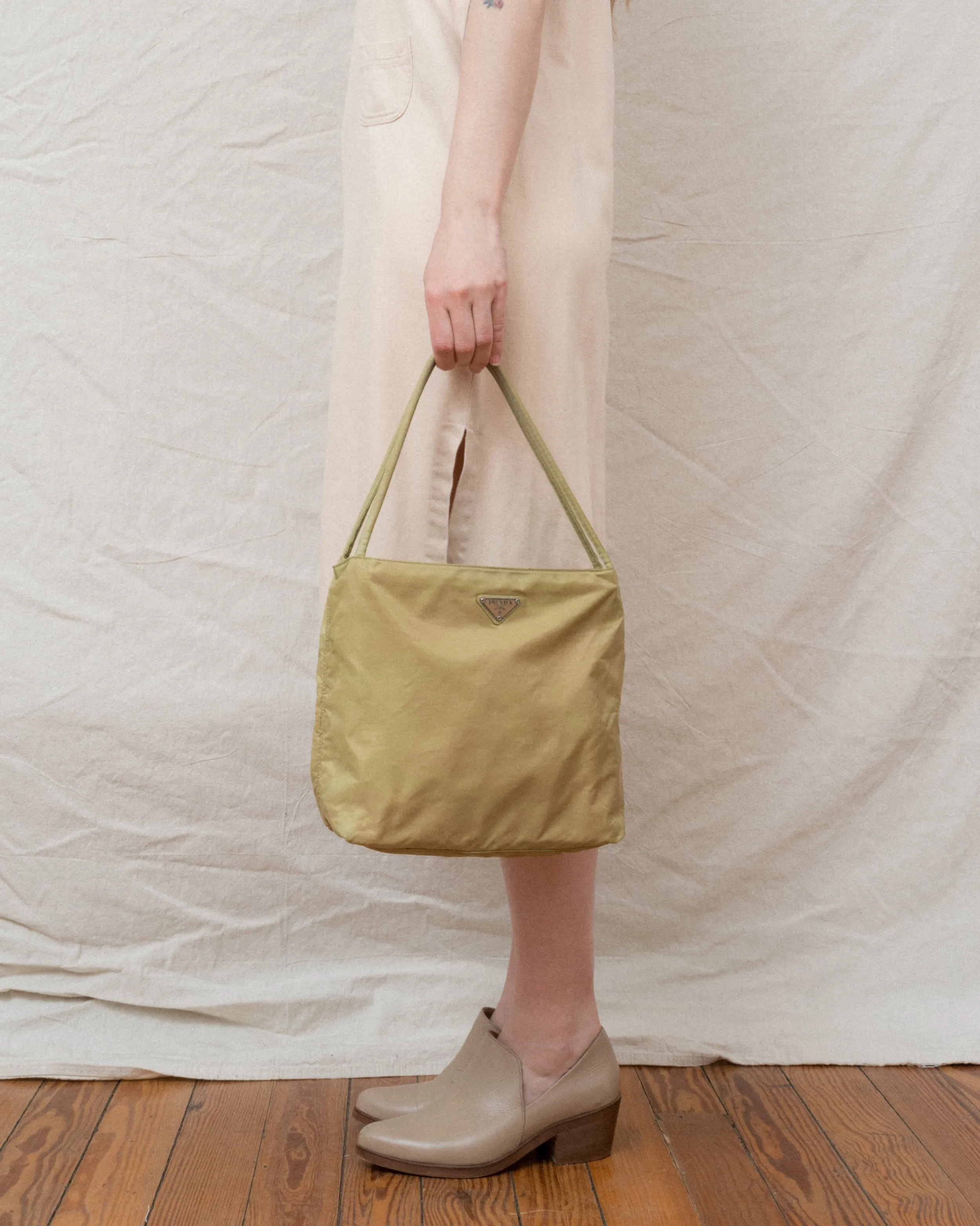 Prada Vintage Pistachio Tessuto Crossbody Bag - Chic Designer Green Shoulder Purse