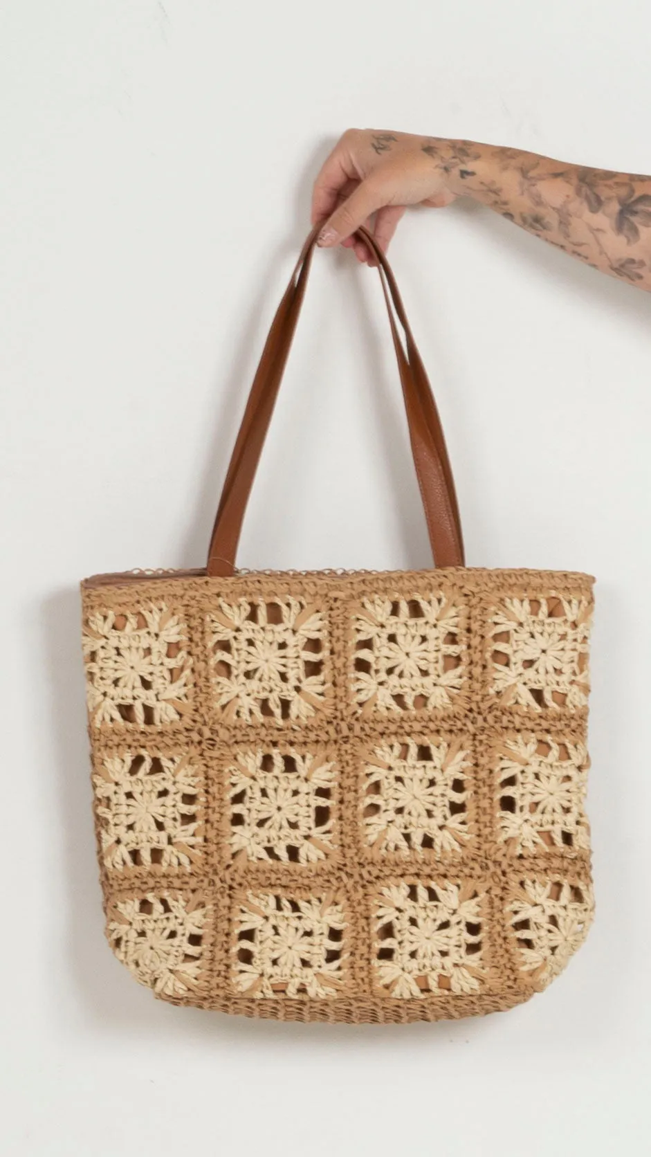 Woven Square Pattern Tote